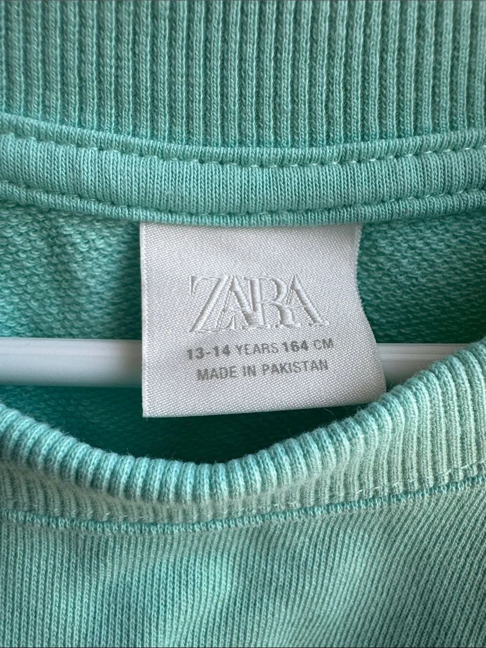 Zara Mint Graphic Crewneck Sweatshirt with Pink & Cream Logo & Matching Shorts